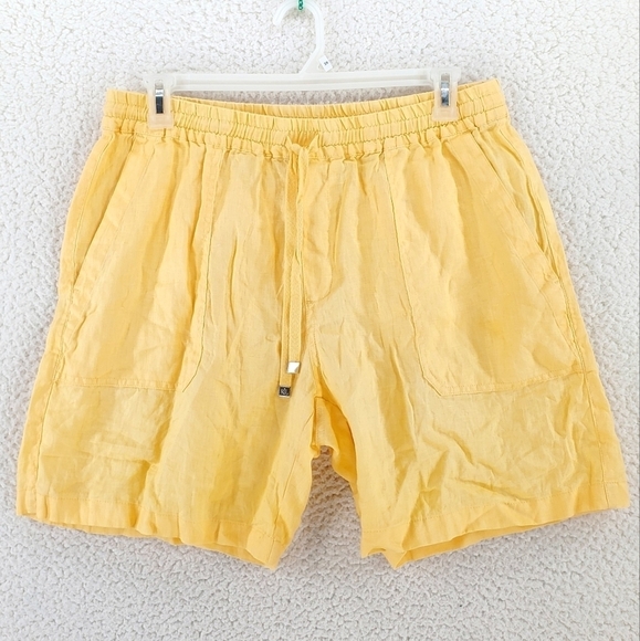 Ralph Lauren Linen 7” Shorts Womens 14 (33-35x7) Yellow Pull On Drawstring - Picture 7 of 8